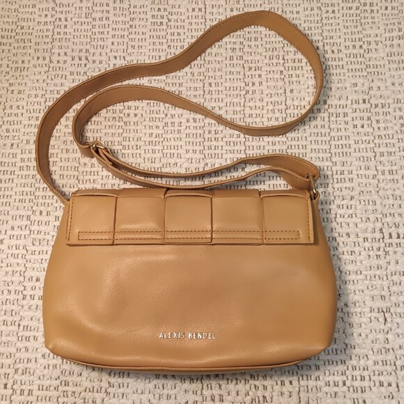 Alexis Bendel women's caramel color woven front flap shoulder purse - Picture 2 of 16